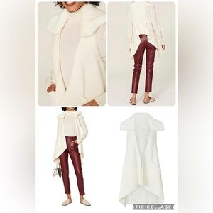 KF/KaufmanFranco Womens Faux Fur Collar Cardigan Vest